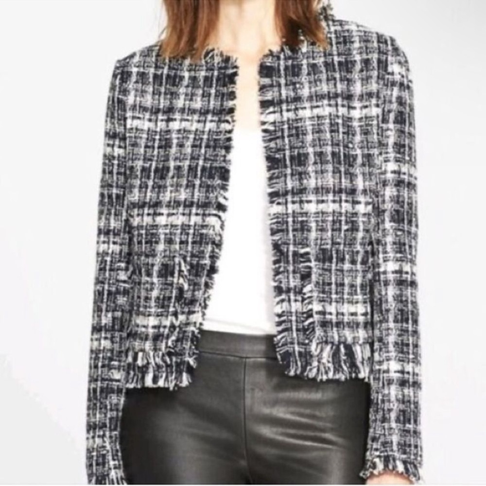 Truth And Pride Wool Tweed Open Front Blazer